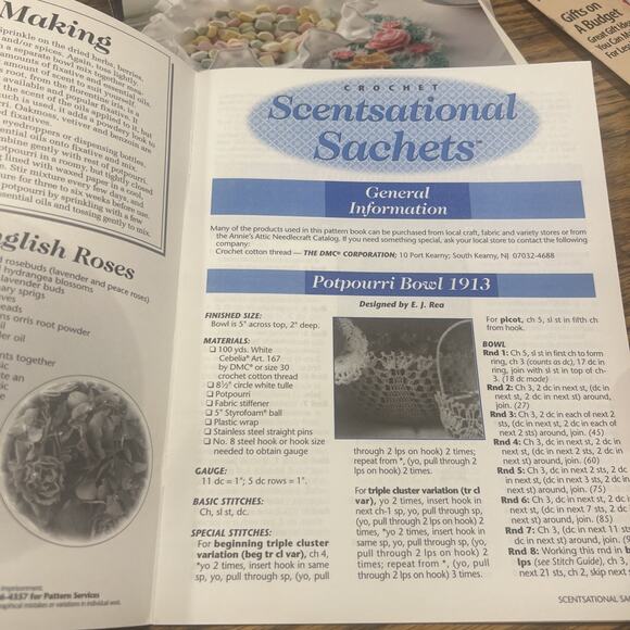 Scentsational Sachets Crochet Pattern Annie's Attic 873214 PRISTINE! - Picture 7 of 7